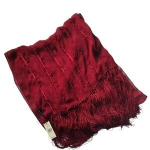 Dressy burgundy lightweight wrap with fringes